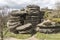 Ancient rock structure at Brimham Rocks in Yorkshire, England, UK