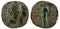 Ancient Roman bronze sestertius coin of Emperor Faustina I