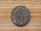Ancient Roman denarius coin reverse showing emperor Hadrian rest