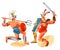 Ancient Roman empire gladiators fighting. Rome history and culture vector illustration. Muscular warriors with weapon