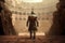 Ancient roman gladiator entering the colosseum before battle generative AI