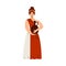 Ancient Roman or Greek woman holding amphora flat vector illustration isolated.