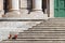 Ancient Roman Helmets on Steps