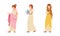 Ancient roman people set. Women in traditional clothes cartoon vector illustration