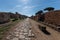 Ancient Roman road paved with stones for carriage. Decumano maxi