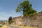 Ancient Roman ruins city walls in Autun historic town