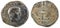 Ancient Roman silver denarius coins of the family Julius Caesar