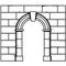 Ancient roman stone arch and brick wall, medieval entrance with antique stone archway, castle fairy-tale pass