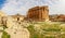 Ancient Roman temple of Bacchus with surrounding ruins of ancient city, Bekaa Valley, Baalbek, Lebanon