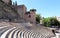 Ancient Roman Theatre near Malaga Alcazaba castle on Gibralfaro mountain, Andalusia, Spain