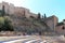 Ancient Roman Theatre near Malaga Alcazaba castle on Gibralfaro mountain, Andalusia, Spain