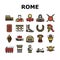 Ancient Rome Antique History Icons Set Vector