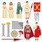 Ancient Rome male and female characters and old relics