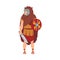 Ancient Rome Warrior, Male Roman Legionnaire or Soldier Character in Bear Skin with Sword and Shield Vector Illustration