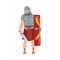 Ancient Rome Warrior, Male Roman Legionnaire or Soldier Character with Sword and Shield Vector Illustration
