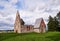 Ancient roofless church ruins on a beautiful sunny mid-summer day in Finland