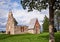 Ancient roofless church ruins on a beautiful sunny mid-summer day in Finland