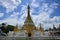 Ancient ruin building chedi ubosot of Wat Chong Kham and Chong Klang temple pagoda for thai people and foreign travelers travel