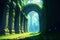 Ancient ruin inside a magical forest digital art