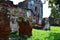 Ancient ruins brick building and antique architecture of official residence of ambassador home or Wichayen house for thai people