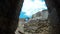 Ancient ruins of a fortified leper colony - Spinalonga Kalydon island, Greece climbing by stones pov