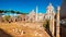 Ancient ruins of Forum of Caesar in Rome, Italy, panoramic image