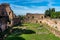 The ancient ruins of Hippodrome Of Domitian at the Roman Forum, Palatine hill in Rome. Famous world landmark