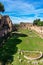 The ancient ruins of Hippodrome Of Domitian at the Roman Forum in Rome. Famous world landmark