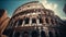 Ancient ruins of majestic Italian architecture awe tourists generated by AI