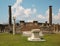 Ancient ruins of Pompei with volcano Vesuvius