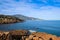 Ancient Ruins of Roman Tipasa with the Nice View to the Mediterranean coastline near Tipaza city