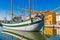 ancient sailboats on Italian Canal Port