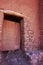 Ancient sand buildings, door, ruins in Morocco, in the desert, in Africa