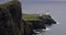 Ancient Scottish lighthouse on cape. 4K Footage.