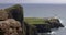 Ancient Scottish lighthouse on cape. 4K Footage.