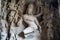 Ancient Shiva statue carved out of stone inside a cave at Elephanta Caves ruins in Mumbai Bombay India at Gharapuri island