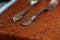 Ancient silver forks handles on a kitchen