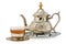 Ancient silver teapot and cup to tea