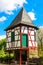 Ancient small customs tower on the banks of Main River in Hanau-Steinheim, Germany