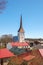 The ancient small town of Rakvere in Estonia. City church and roofs