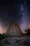 Ancient Solanas coastal tower under the milky way. Solanas, south of Sardinia.