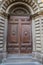 Ancient solid wood doors with hand-carved decorations