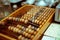 Ancient Soviet wooden abacus from a store or grocery store