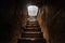 Ancient staircase in Diri Baba mausoleum, 14th century, Gobustan city, Azerbaijan