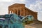 Ancient Statue of the Fallen Icarus in the front of the Tempio della Concordia in Valley of the Temples near Agrigento, Sicily