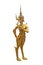 Ancient statue of golden Thai angel in a legend isolated on white background with clipping path, Thai art sculpture.