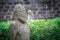 Ancient statue of Polovtsian stone woman or boundary stone in the city park