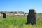 Ancient statue of Polovtsian stone woman or boundary stone in th