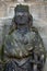 Ancient statue portrait of a princess knight as gatekeeper in Magdeburg Cathedral as Magdeburg, Germany, closeup, details