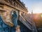 Ancient statue on the top of Bernardine church in Lviv.